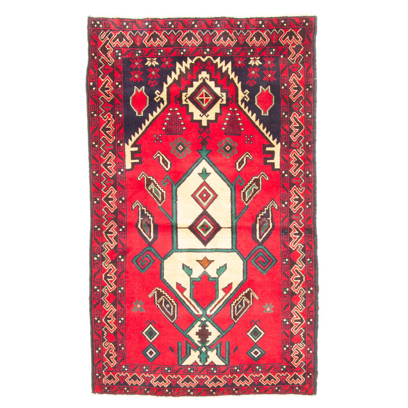 Tapis rouge Teimani 2 pi 9 po x 4 pi 9 po