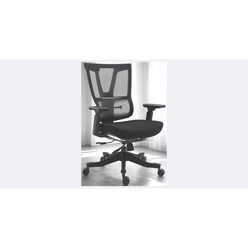 Moov Mesh Back Ergonomic Office Chair, Adjustable Arms & Back Support, Knee Tilt, Seat Slide, Black Fabric Seat and Black Frame