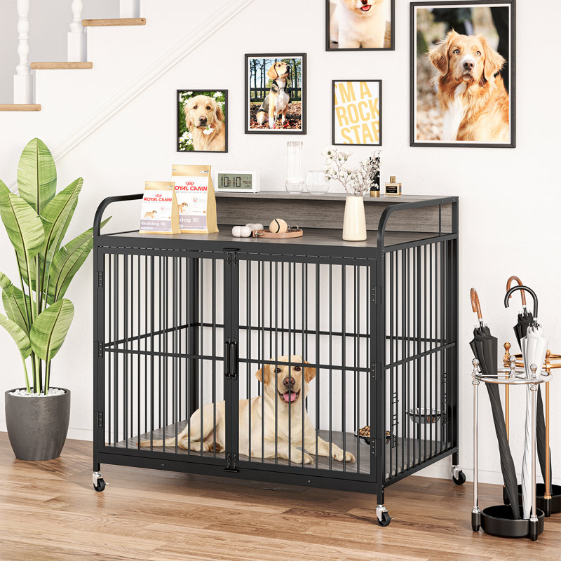 Table d'appoint pour chien, cage pour chien, H 44,30 po x l 30 po x P 29,90 po, Gris