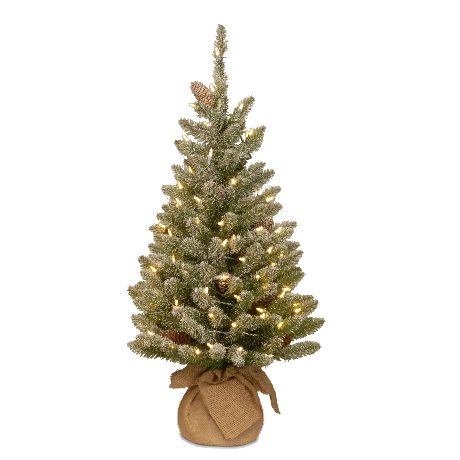 Flocked Pre-Lit Fir Christmas Tree, 3'