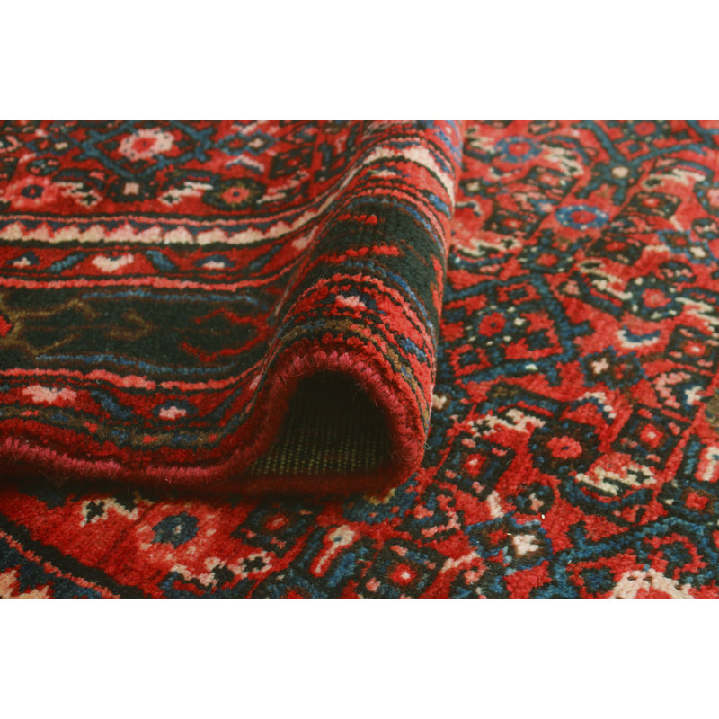 One-of-a-Kind 4'4" x 16'11" 1980s Runner Wool Area Rug in Blue and Red