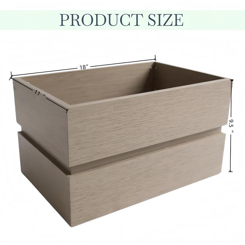 10 In. H Rectangular Aluminium Planter Pot, Brown/Gray, 9.5" H x 18" W x 11" D