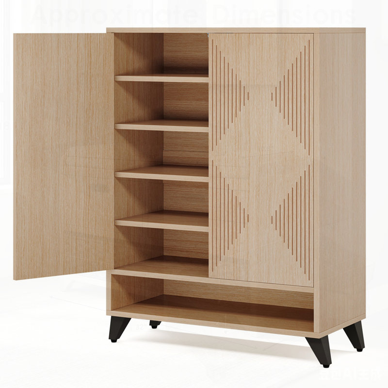 Armoire à chaussures moderne 31,49 "à 6 niveaux avec portes, unité de rangement de hall d'entrée réglable pour le salon et le vestibule