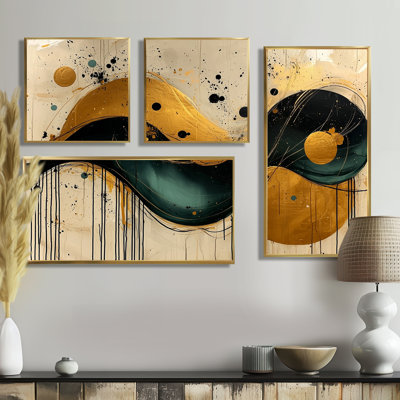 Optique de jeu spirale IV - Grande décoration murale abstraite 4 pièces