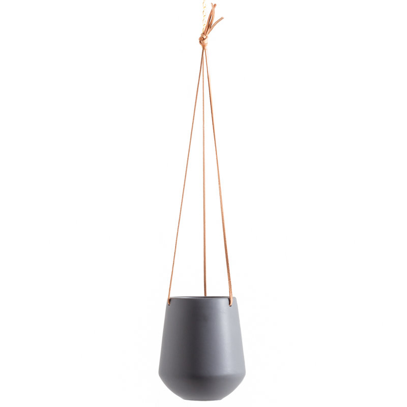 Pot de fleurs suspendu en porcelaine Ashbury, Gris