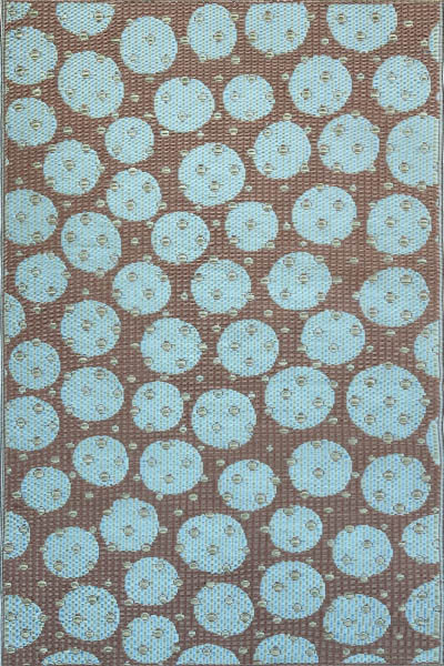 4' X 6' Double Polka Outdoor Mat, Aqua, Rectangle 4' x 6'
