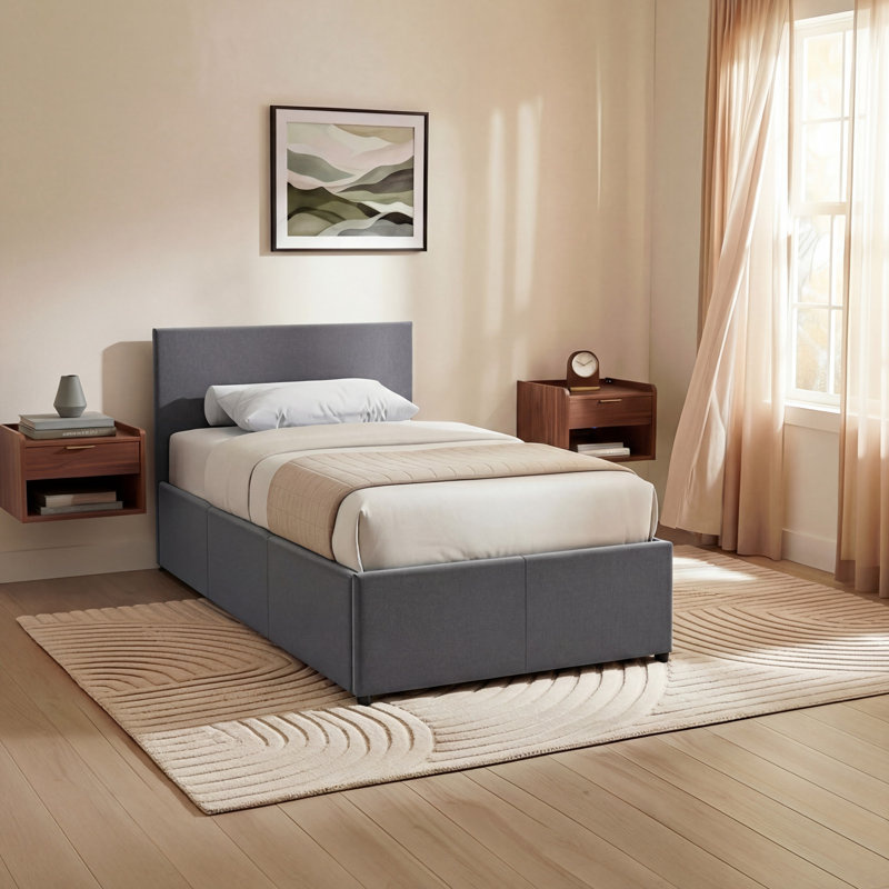 Enya Upholstered Ottoman Bed, UKFR Certified, Single (3'), Dark Grey