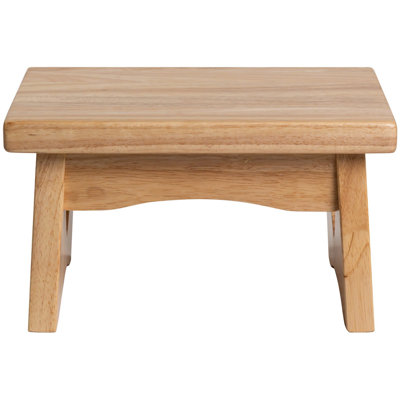 Escabeau rectangulaire en bois franc massif à 1 marche de 7,5 po de hauteur pour adultes et enfants avec capacité de 200 lb, escabeau, naturel