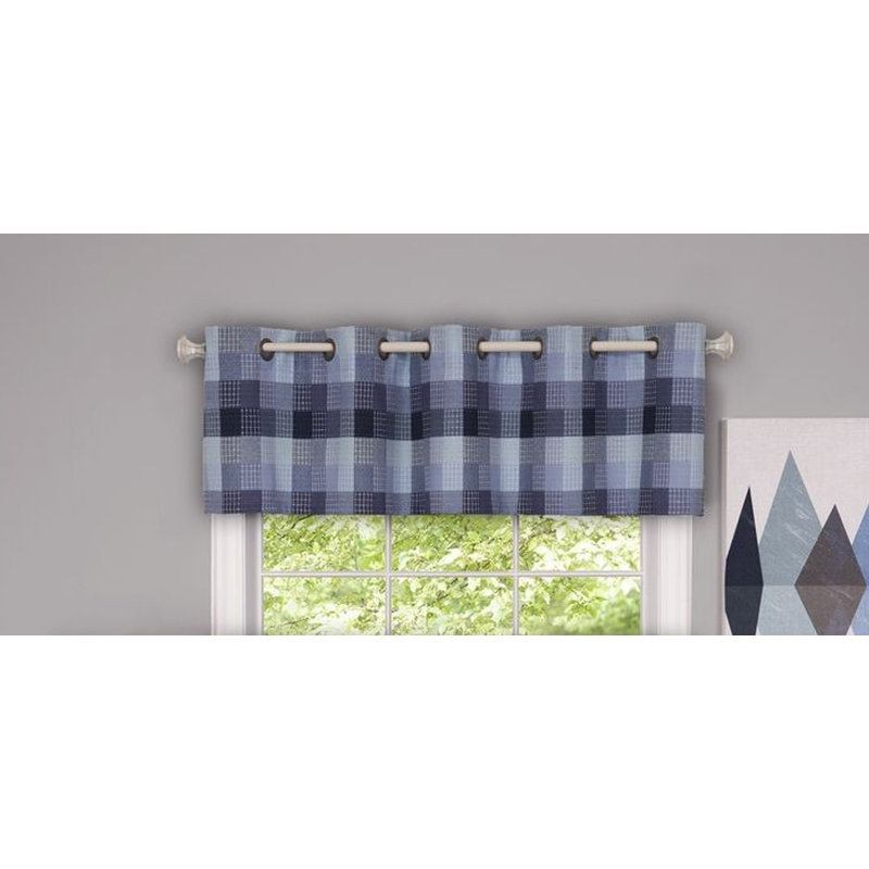 Mccloud Geometric Tailored Window Valance, Blue