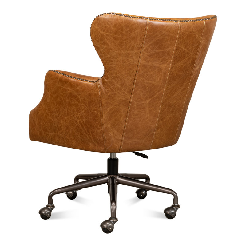 McKellen Leather Swivel Executive Chair, Cuba Brown