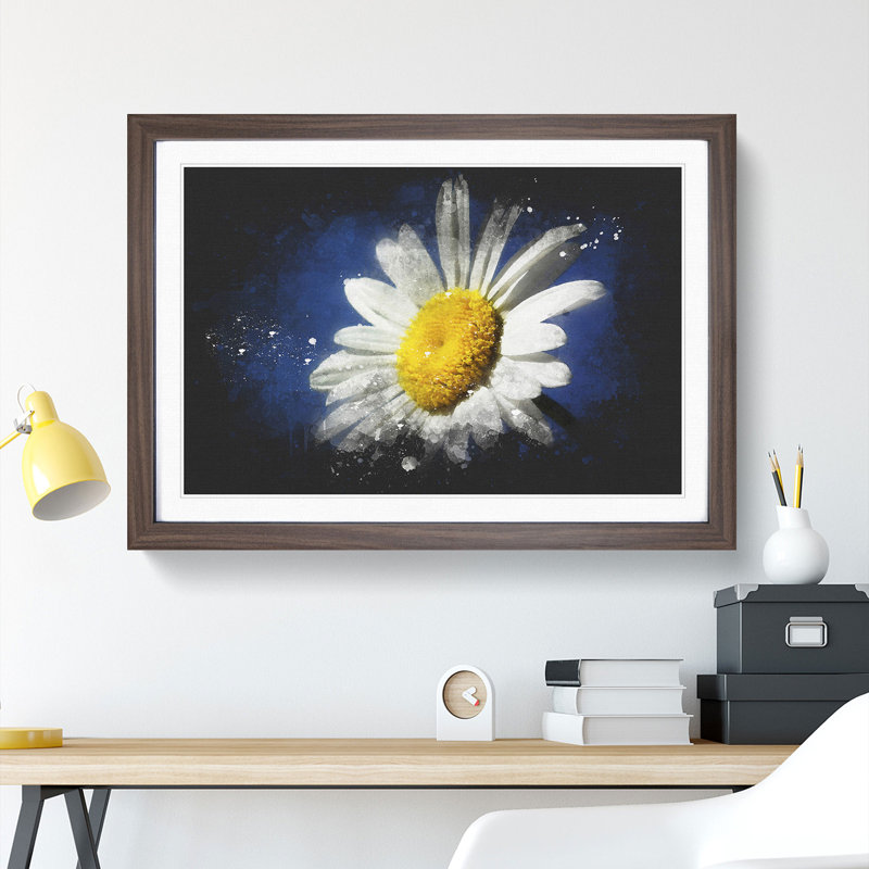 White Daisy Vol.5 - Picture Frame Graphic Art, 36cm H x 48cm W x 2cm D, Walnut Framed