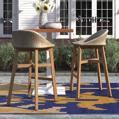 Earlene Acacia Wood 30" Patio Bar Stool