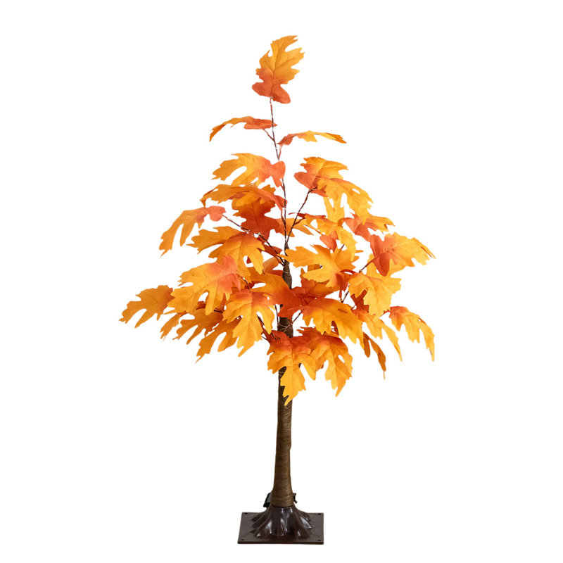 Pre-Lit Autumn Maple Artificial Fall Tree With 180 Warm White LED Lights, 36" H x 24" W x 24" D