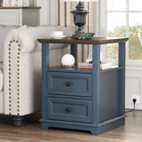 Azella Frame 2 End Table Set with Storage and Built-In Outlets
