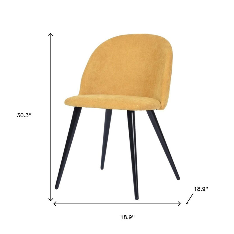 Ensemble de deux chaises d'appoint de salle à manger rembourrées en tissu jaune et noir