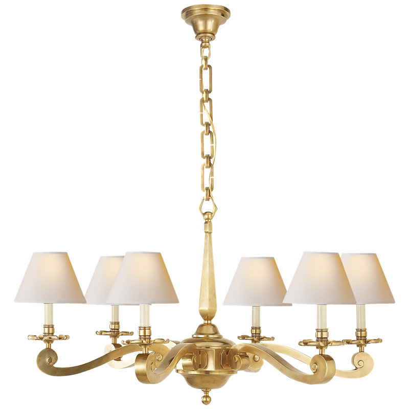 Alexa Hampton Myrna Chandelier, Natural Brass, Fabric