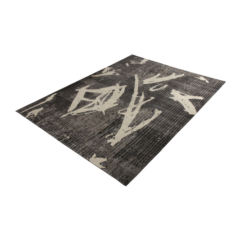 Distressed Homage Hand Knotted Wool Geometric Area Rug, Rectangle 8' x 10'