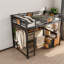 Lit mezzanine double compact avec bureau et rangement en métal, conception moderne pour la maison