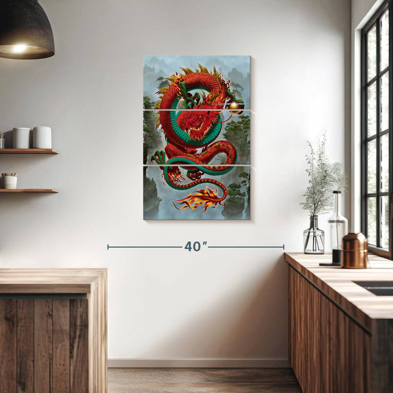 Brampt Good Fortune Dragon Red, 38" H x 24" W