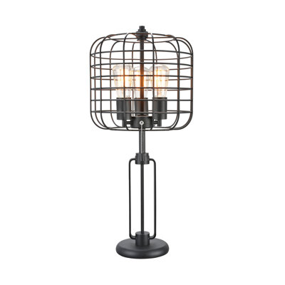 LAMPE DE TABLE CAGE INDUSTRIELLE H 26 po NOIRE