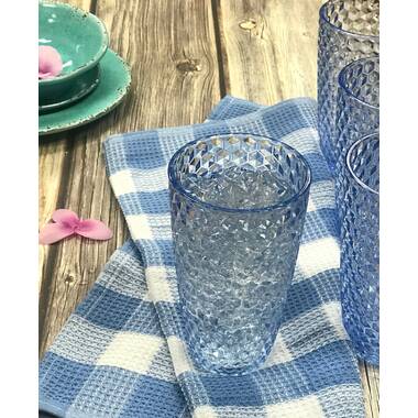 13 oz. Vintage Textured Smoke Blue Drinking Glasses (Set of 6)