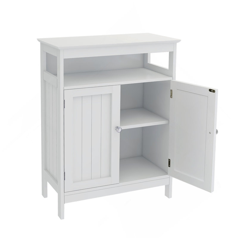 Armoire de rangement pour salle de bain avec portes à double volet - Blanc