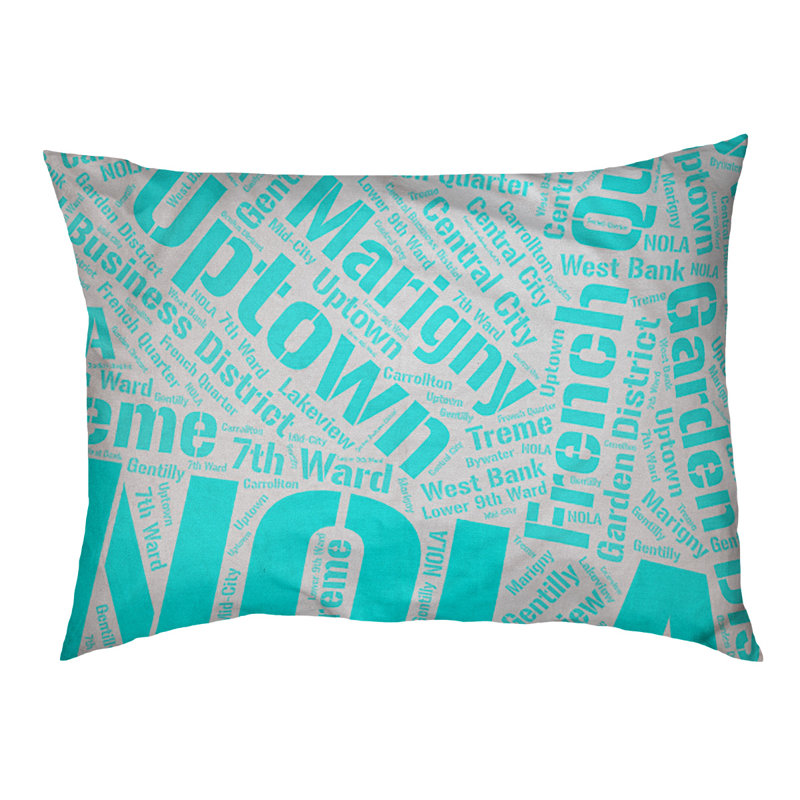 Coussin de chien « districts », Grand (l 40 po x P 30 po x H 14 po), Cyan, Nouvelle-Orléans
