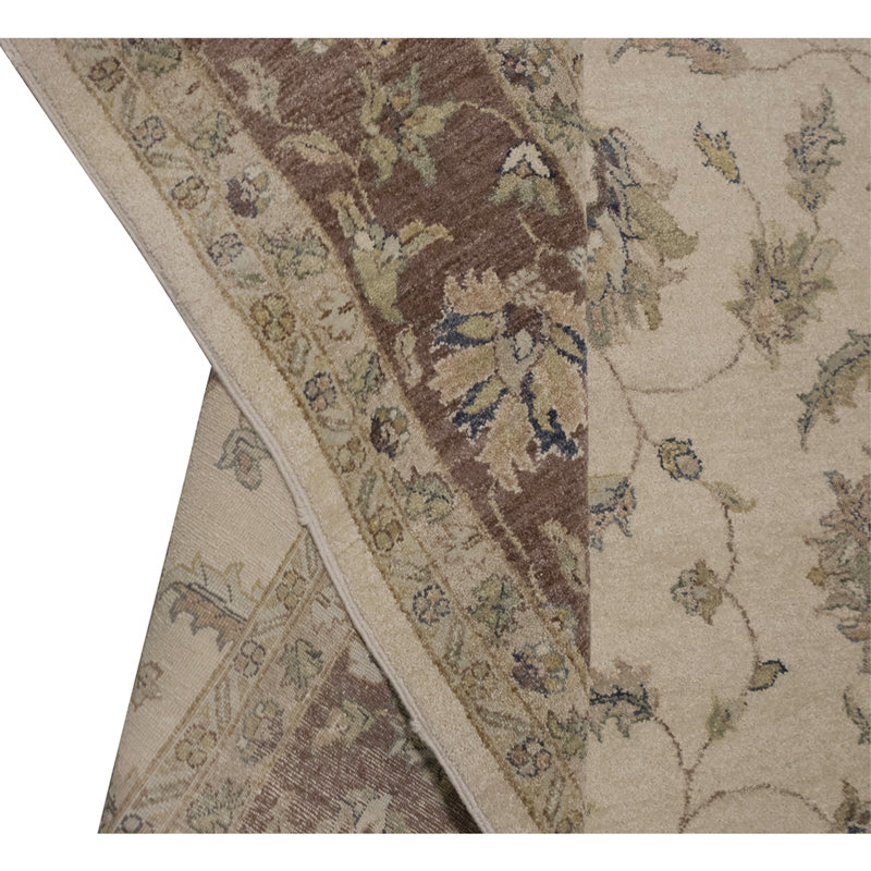 Tapis ivoire et brun noué à la main de haute qualité