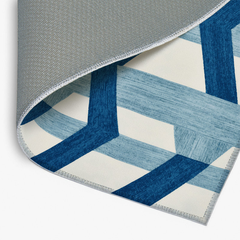 Tapis d'intérieur et d'extérieur à carreaux bleu, Rectangulaire 2 pi x 3 pi