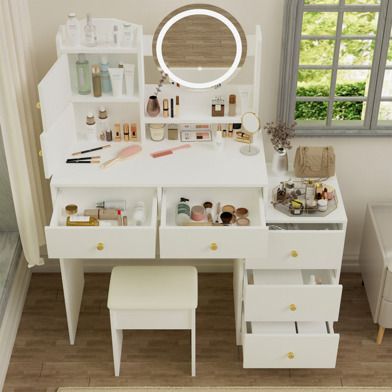 Meuble-lavabo blanc en bois avec miroir