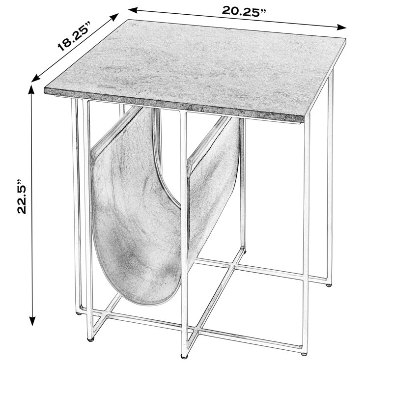 Stephanik Marble & Leather Magazine Side Table, Green