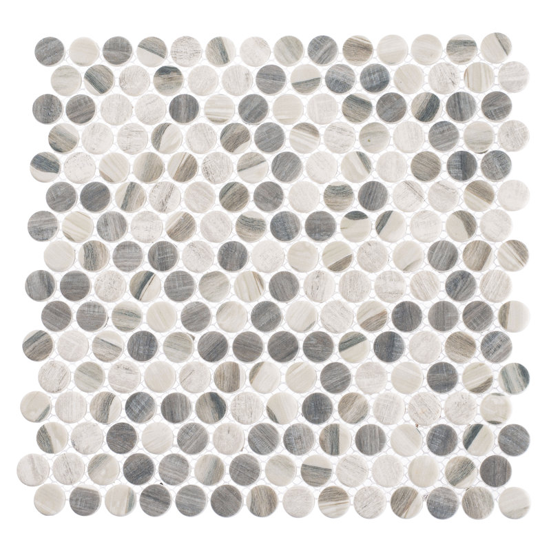 Dexo 1" Glass Penny Round Mosaic Kitchen Backsplash, Bathroom, Shower, Pool, Wall and Floor Tile, Rei
