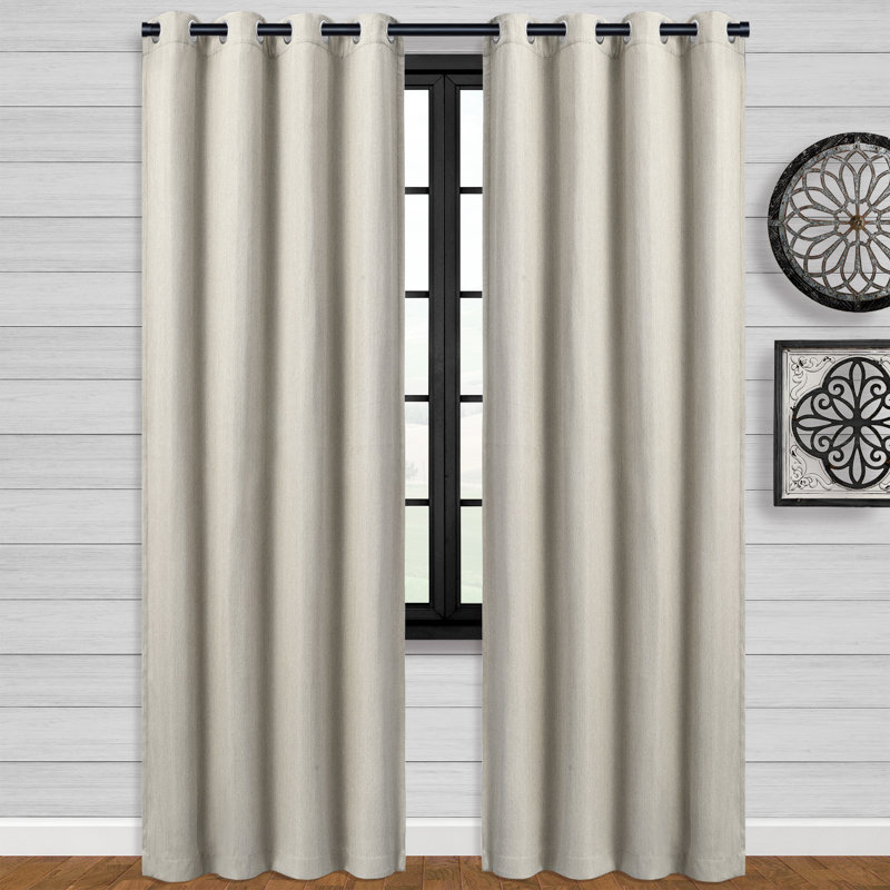 Paire de rideaux simple occultant et isolants avec œillets Mullet, Beige