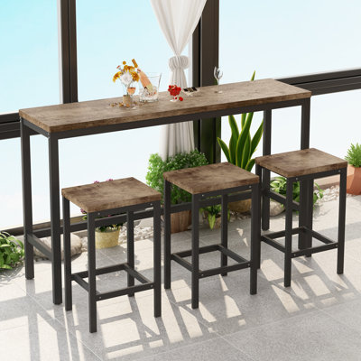 Ensemble de table de salle à manger de cuisine, table de pub, ensemble de table de salle à manger longue avec 3 tabourets