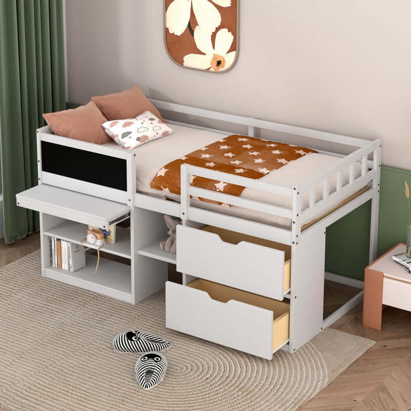 Hambley Kids Twin Loft Bed with Drawers, White