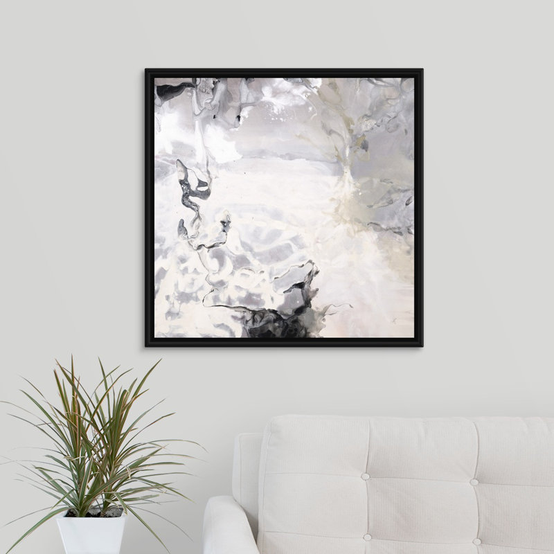 « tone on tone », peinture sur toile, Cadre flottant noir, H 25,7 po x l 25,7 po x P 1,75 po