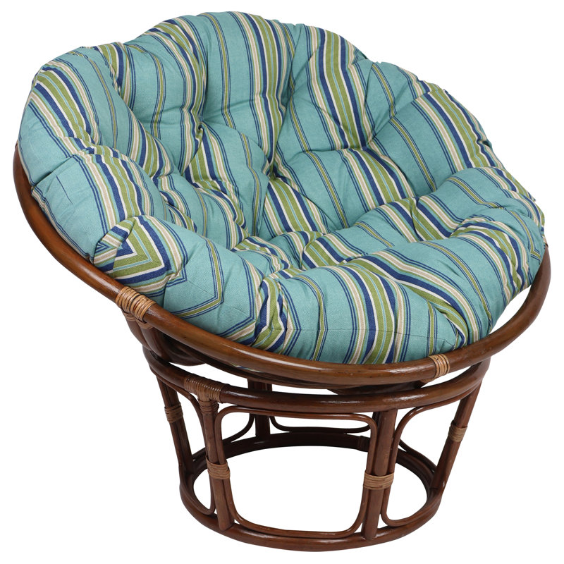 Outdoor Papasan Cushion (Cushion Only), Tan/Green/Blue/Terrace Breeze Striped, 44" W x 44" D