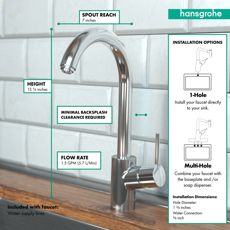 Talis S Single Handle Kitchen Faucet, Steel Optik