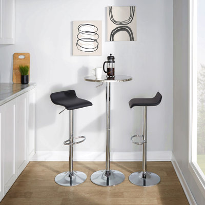 Table de bar ronde contemporaine réglable en argent
