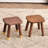 Solid Wood Stool with Gold Foot Caps,Small Square Wooden Ottoman,Plant Stand, Wood Accent Stool-1947119895