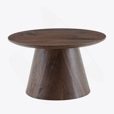 Walnut Wood Grain Medium Density Fiberboard Circular Coffee Table - Diameter 23.6 Inches, Height 13.7 Inches Walnut Wood Grain Veneer, Exquisite Texture, Flexible Adaptation To Circular Tabletop.