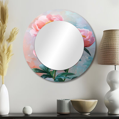 Farm House Pe pivoines - Pétale verte Harmony I - Miroir mural décoratif floral - imprimé sur métal