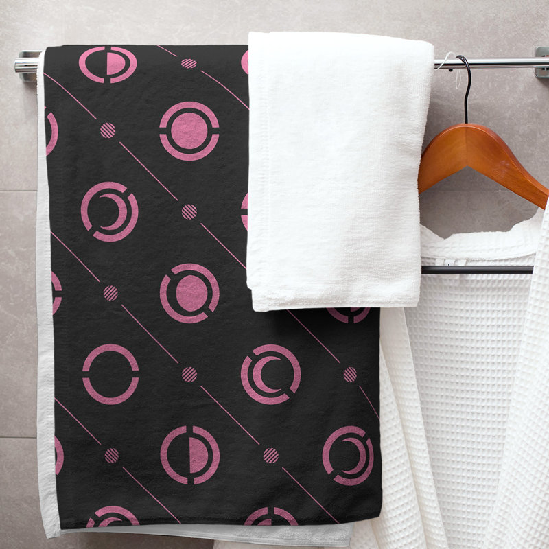 Serviette de bain Classic, Noir/rose