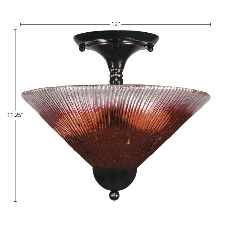 Semi-encastré 2 ampoules avec verre de 12 po, Cuivre noir, Framboise