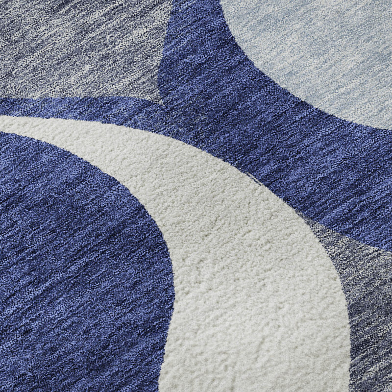 Premium Machine Washable Lisse Navy Rug, Rectangle 5' x 7' 6"