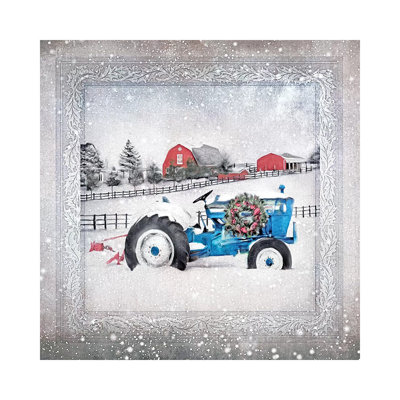 Christmas Tractor by Bluebird Barn - Wrapped Canvas Print