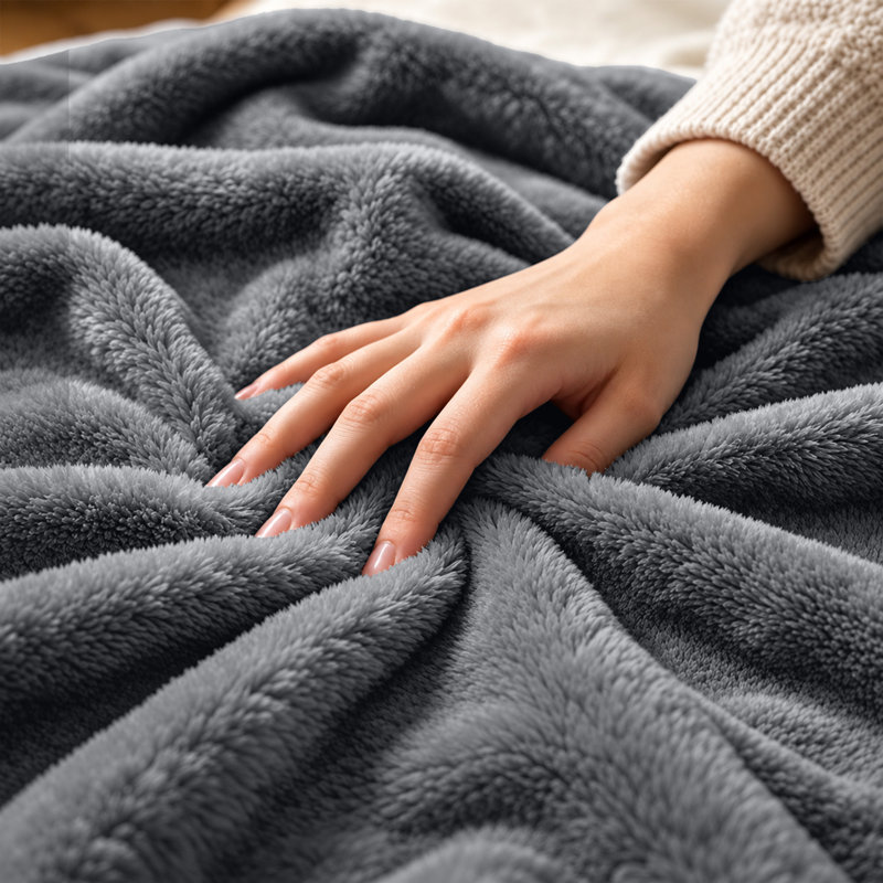 Ultra-Soft Hotel Quality Reversible Plain Weave Fleece Throw Blanket, S.KING, GREY