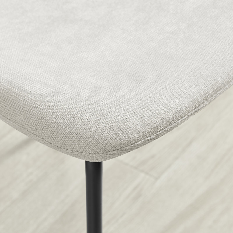Aston Wing Backed Linen Dining Chairs With Tapered Metal Legs (Set Of 2) - Contemporary Design, Cream