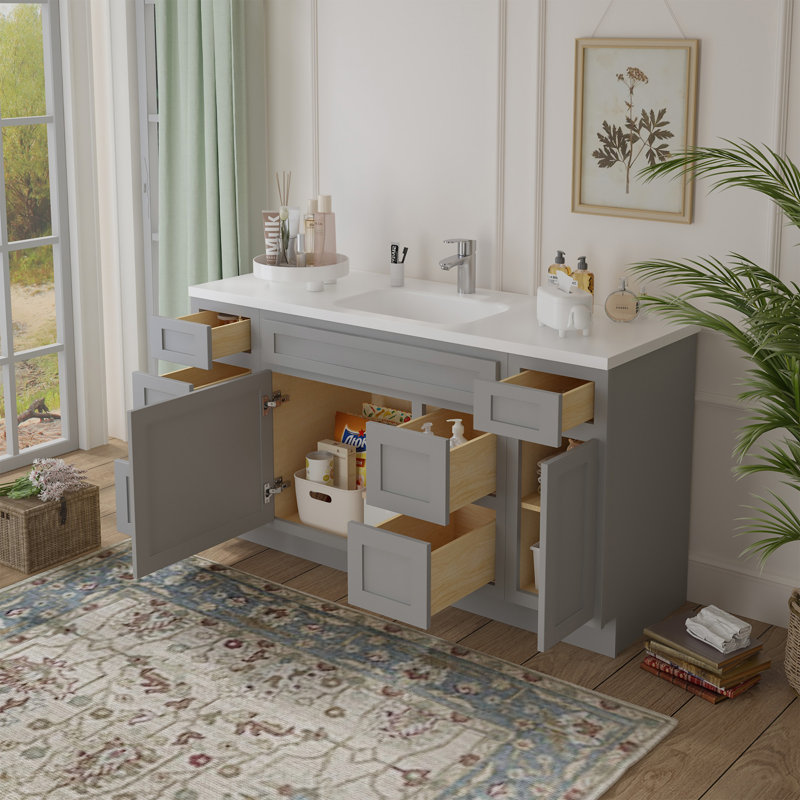 60'' Single Bathroom Vanity Base Only, Gray