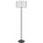 Avira 61 Inch Floor Lamp, String Pattern White Fabric Shade, Black Metal-125317828
